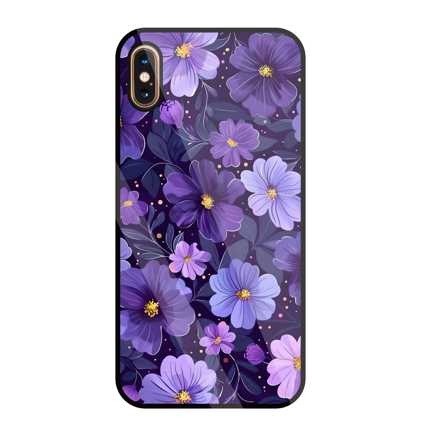 Purple Flower Blooms Glass Case For Apple iPhone Xs Max