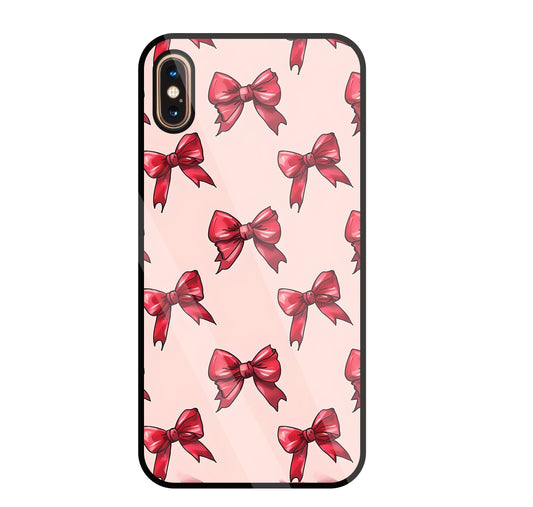 Red Ribbon Glass Case For Apple iPhone Xs Max