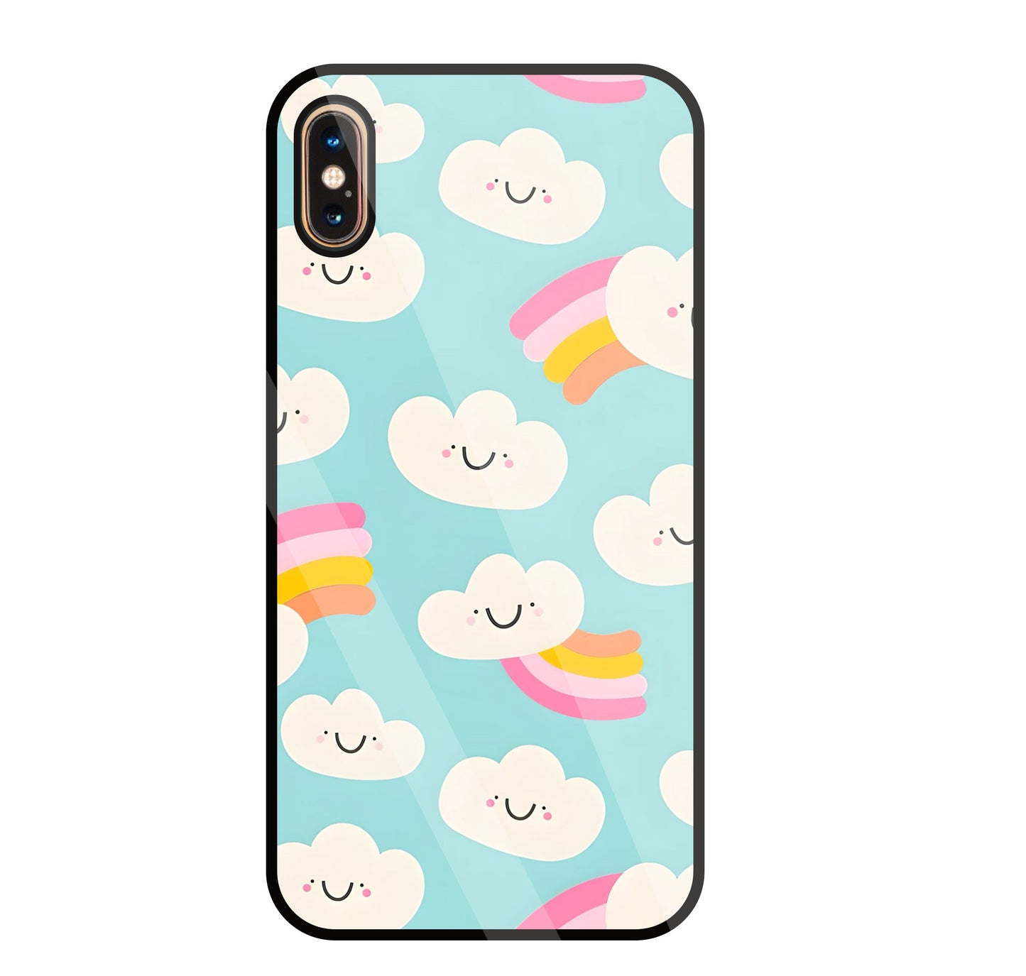 Smiley Clouds Glass Case For Apple iPhone Xs Max