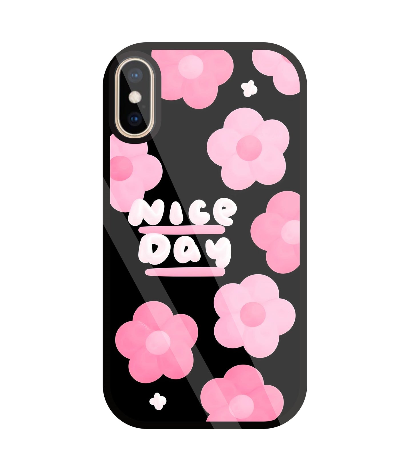 Nice Day Pink Flower Glass Case For Apple iPhone Xs