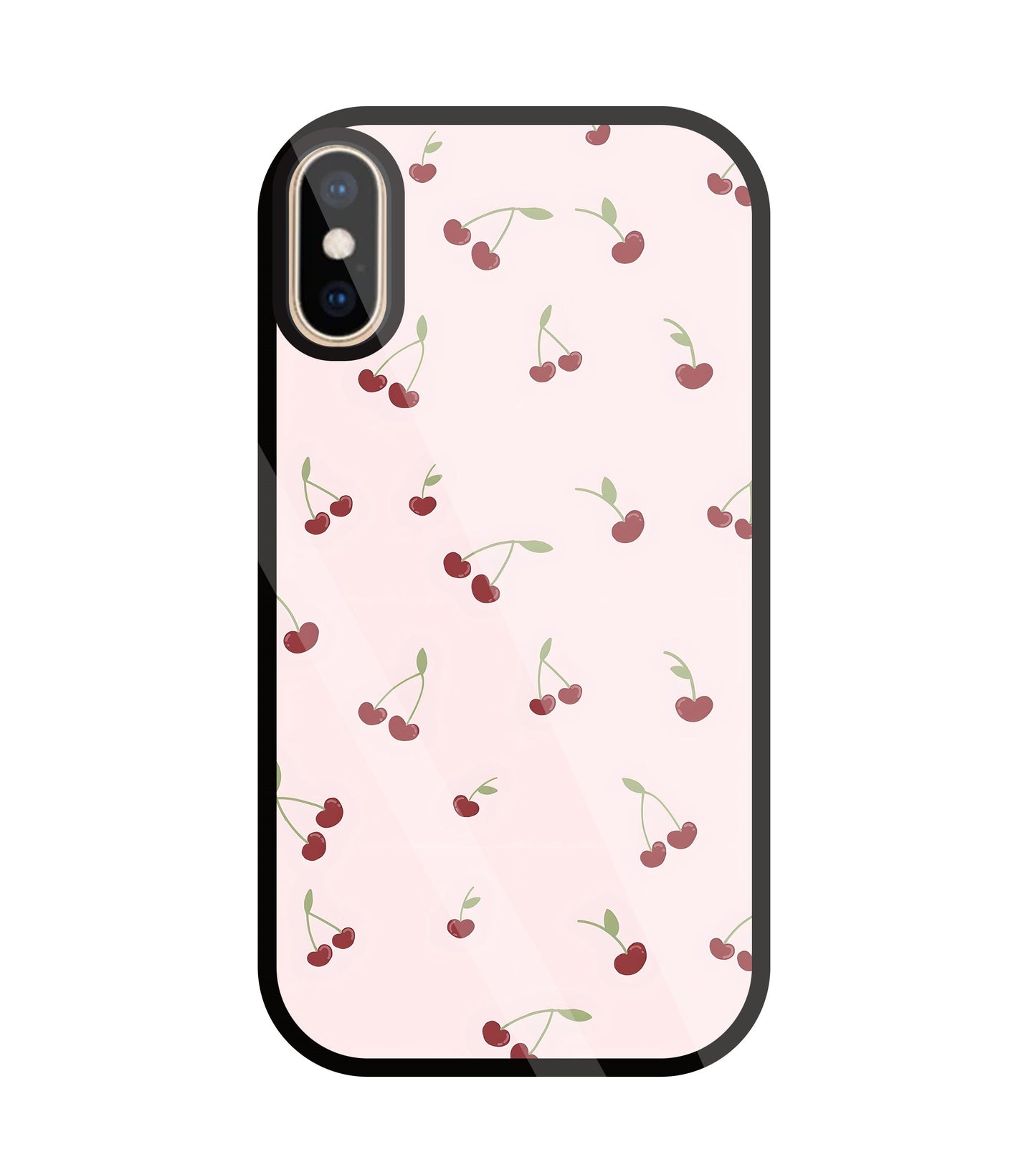Pink Cherry Glass Case For Apple iPhone Xs