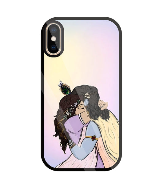 Radhe Krishna hugs Glass Case For Apple iPhone Xs