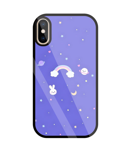 Rainbow with stars Glass Case For Apple iPhone Xs