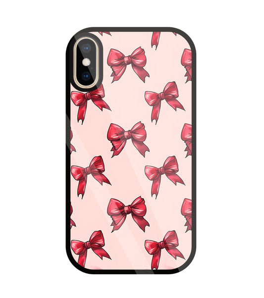 Red Ribbon Glass Case For Apple iPhone Xs