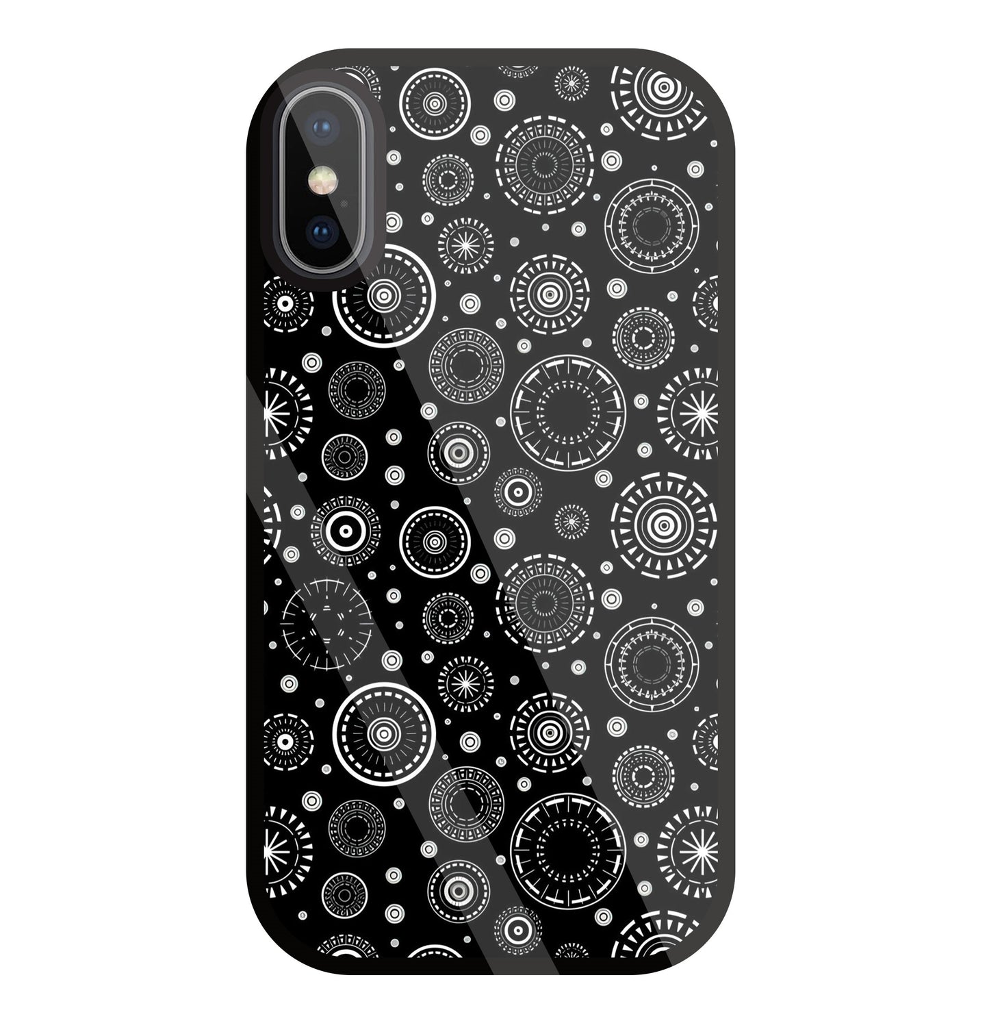 Black Circle Pattern Glass Case For Apple iPhone X