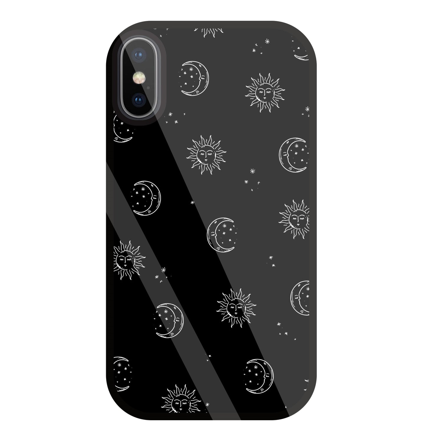 Black Sun With Moon Glass Case For Apple iPhone X