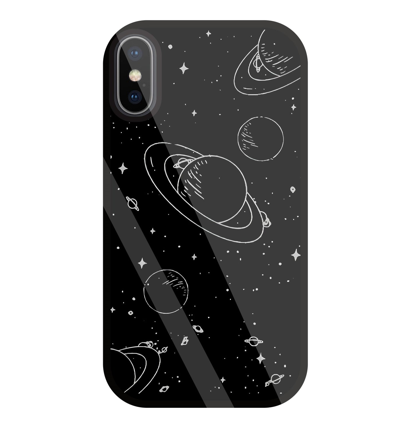 Black And White Space Glass Case For Apple iPhone X