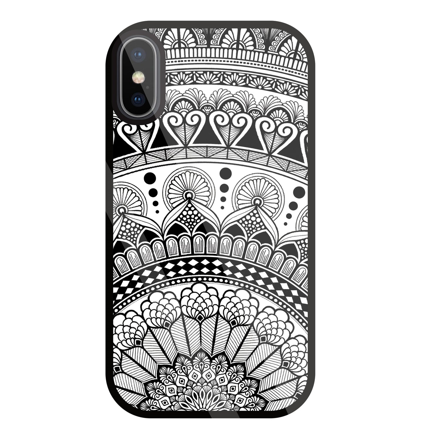Mandala Pattern Black And White Glass Case For Apple iPhone X