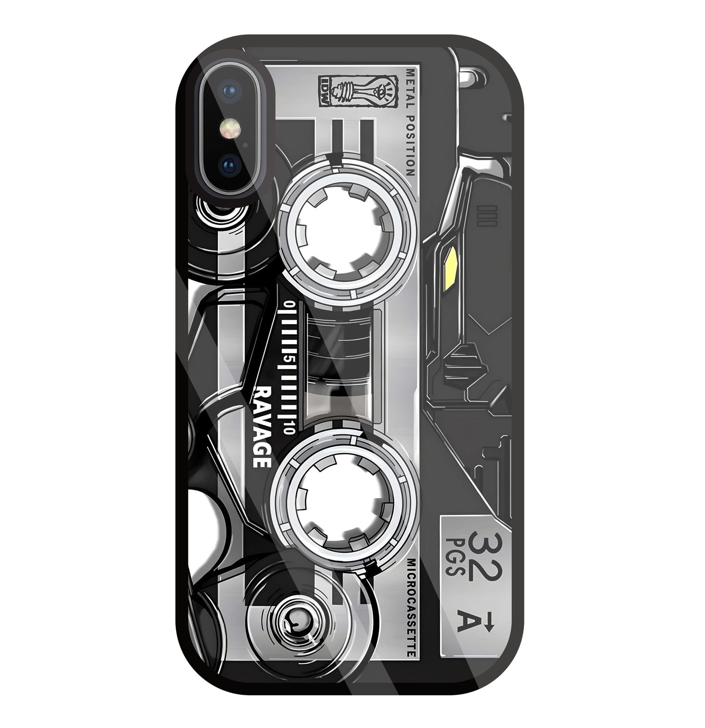 Microcassette Glass Case For Apple iPhone X