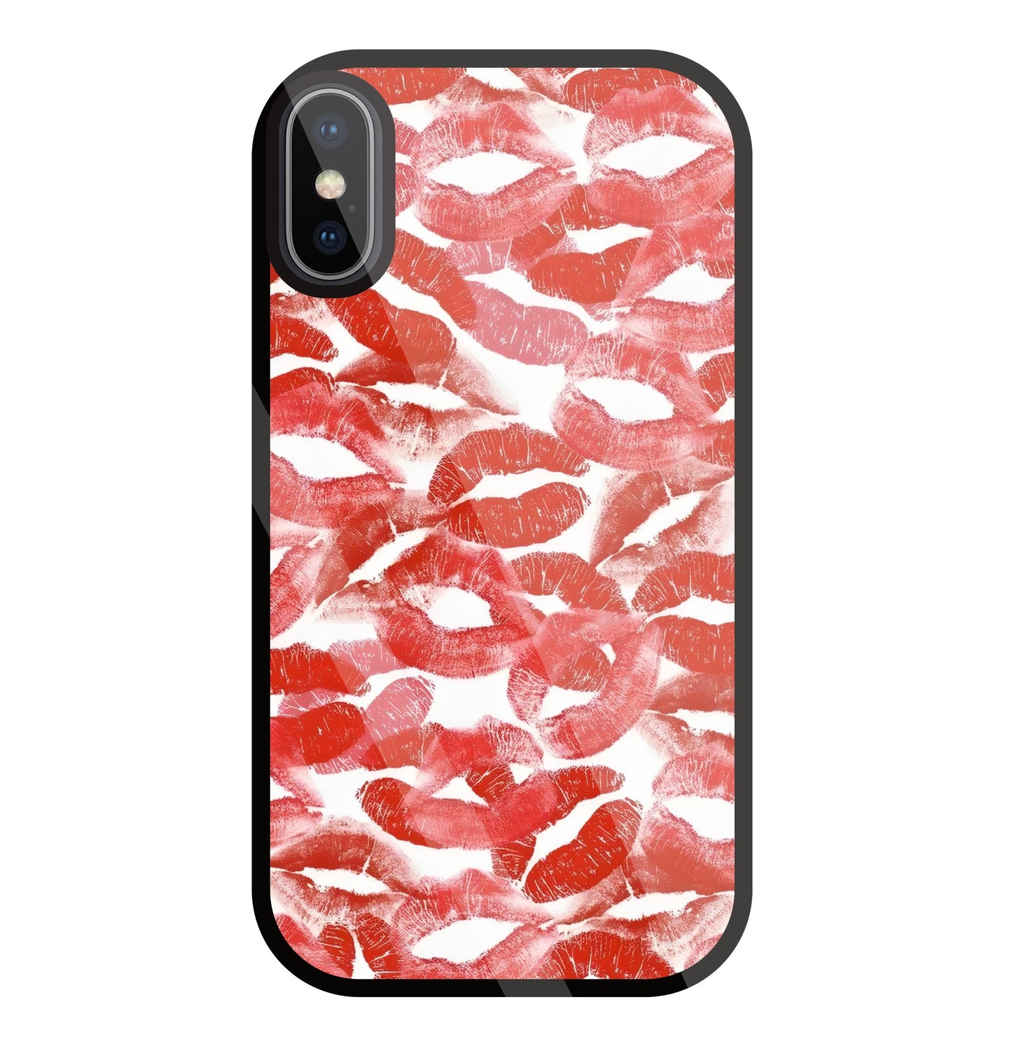 Multi Lips Kisses Glass Case For Apple iPhone X