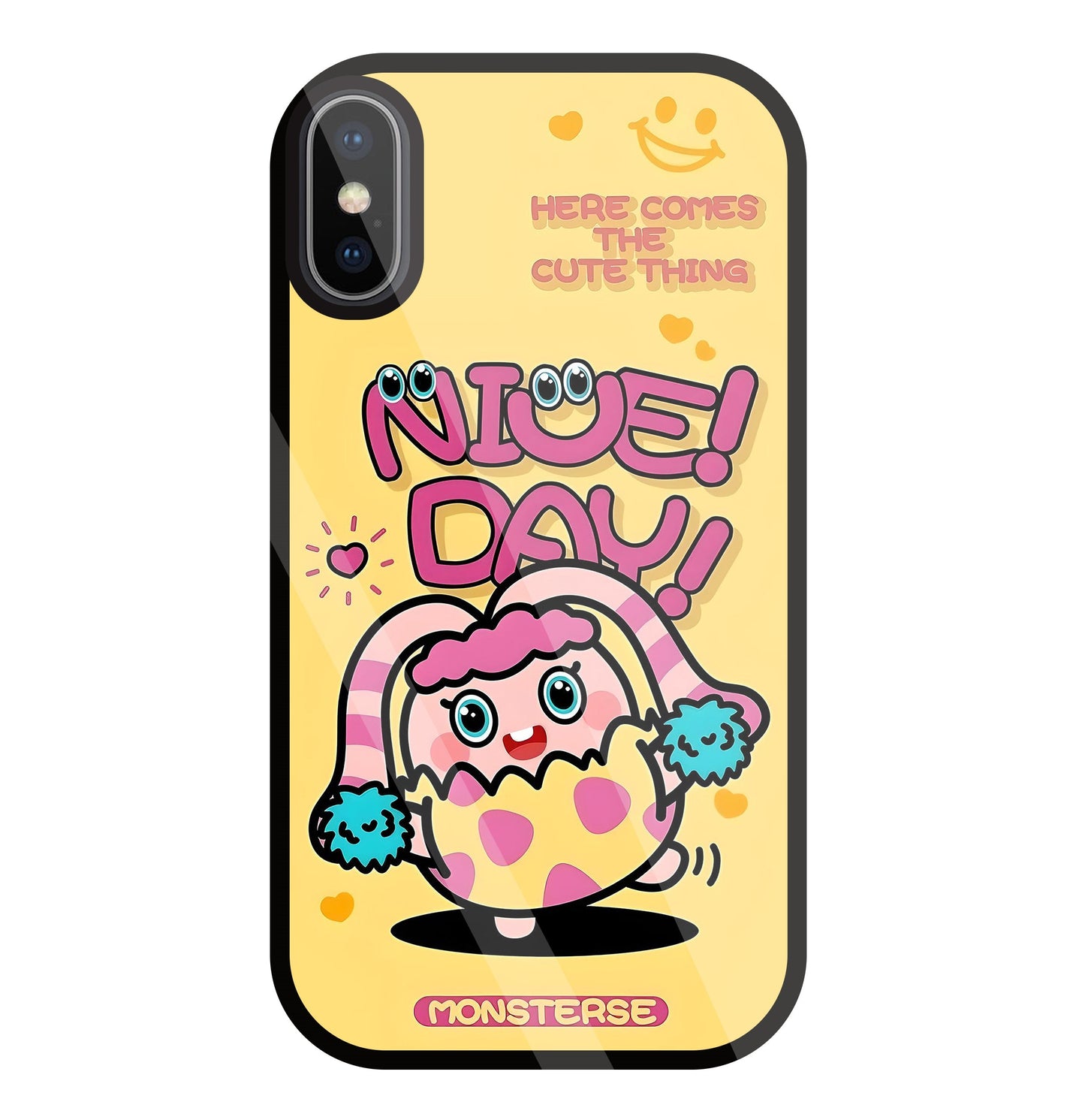Nice Day Monsterse Yellow Glass Case For Apple iPhone X