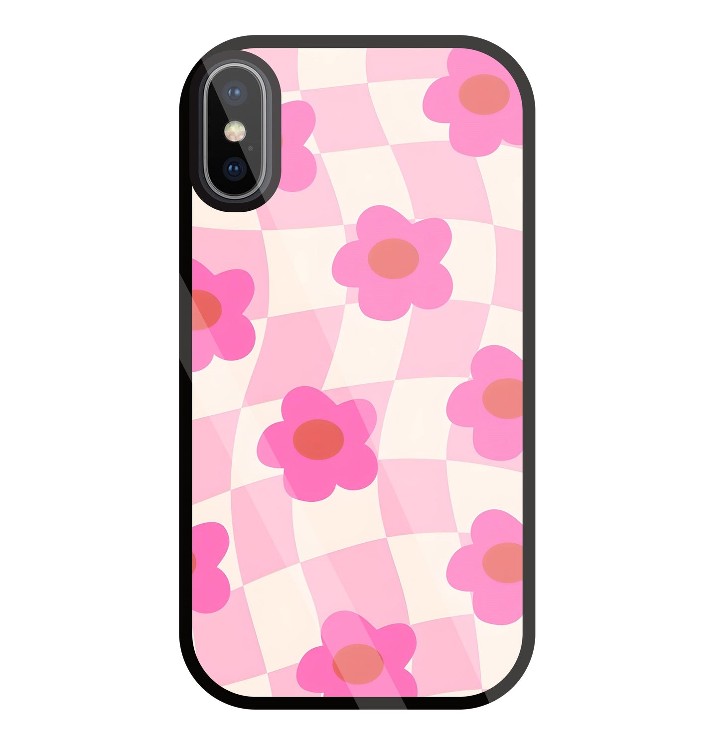Pink Flower Glass Case For Apple iPhone X