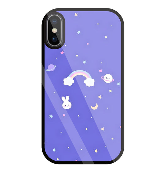 Rainbow with stars Glass Case For Apple iPhone X