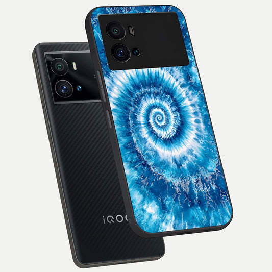 Blue Galaxy Wave phone case For iQOO 9 Pro showing premium glass back cover with detailed artwork