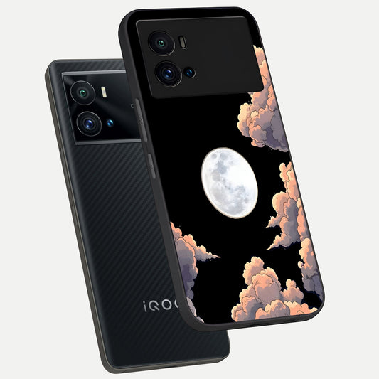 Shade Cloud Moon phone case For iQOO 9 Pro showing premium glass back cover with detailed artwork