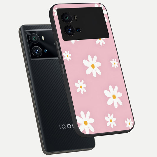 Soft Daisy Bliss phone case For iQOO 9 Pro showing premium glass back cover with detailed artwork