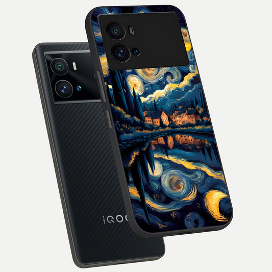 Starry Sky Serenity phone case For iQOO 9 Pro showing premium glass back cover with detailed artwork
