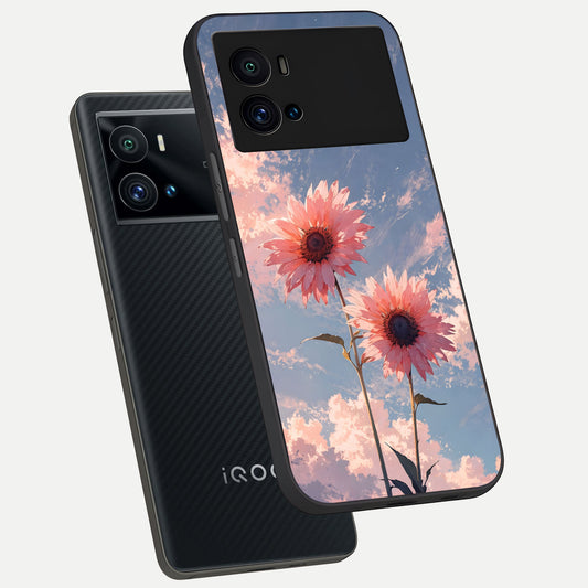 Sun Moon Balance phone case For iQOO 9 Pro showing premium glass back cover with detailed artwork