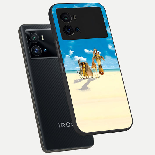 Tropical Fun Squad phone case For iQOO 9 Pro showing premium glass back cover with detailed artwork