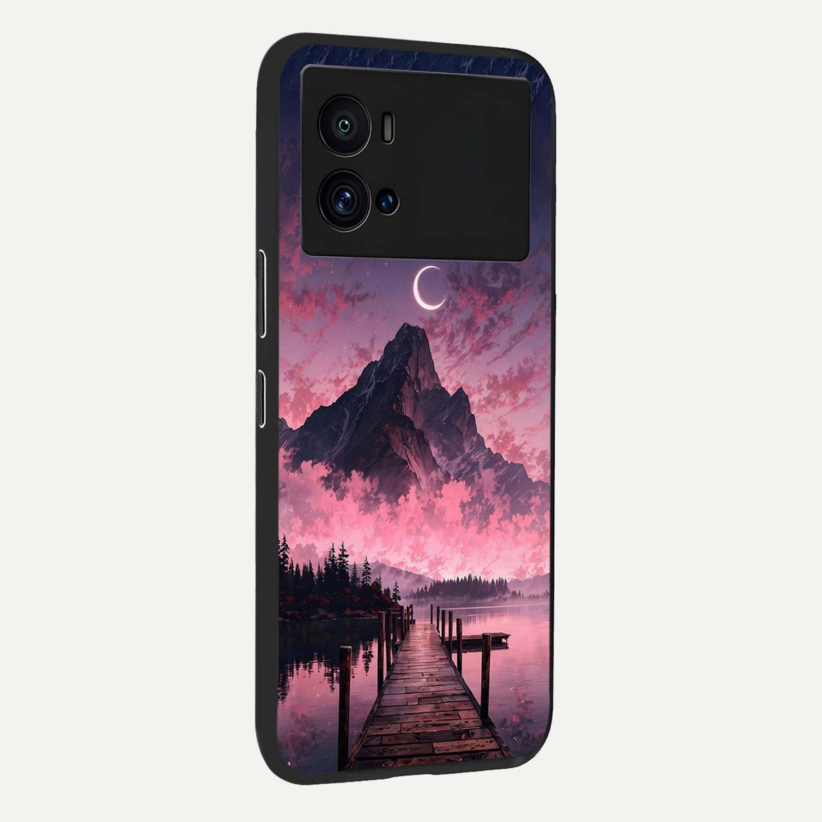Beautiful Mountain View back cover For iQOO 9 Pro slim fit glass case with vibrant aesthetic design
