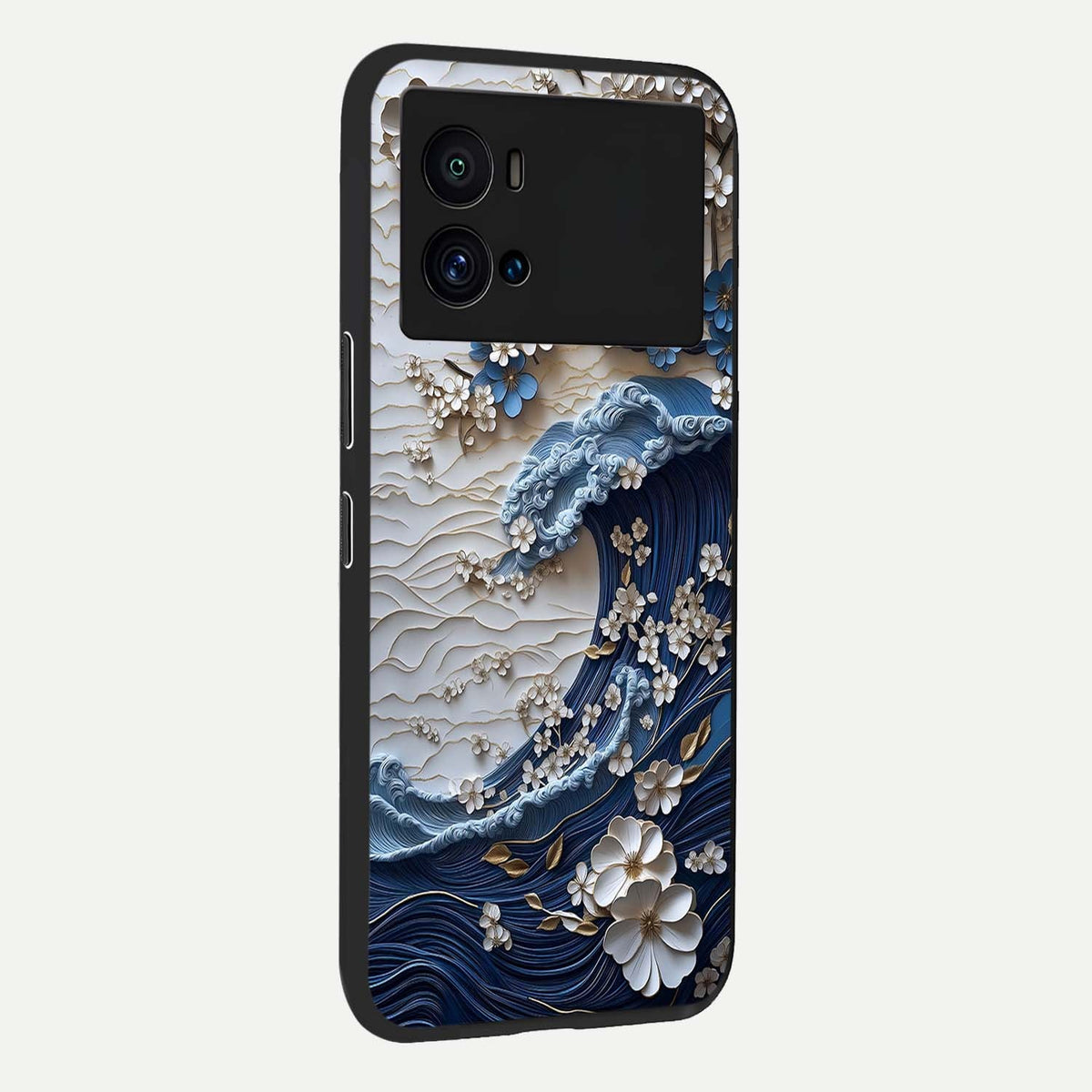 Blossom Wave Art back cover For iQOO 9 Pro slim fit glass case with vibrant aesthetic design