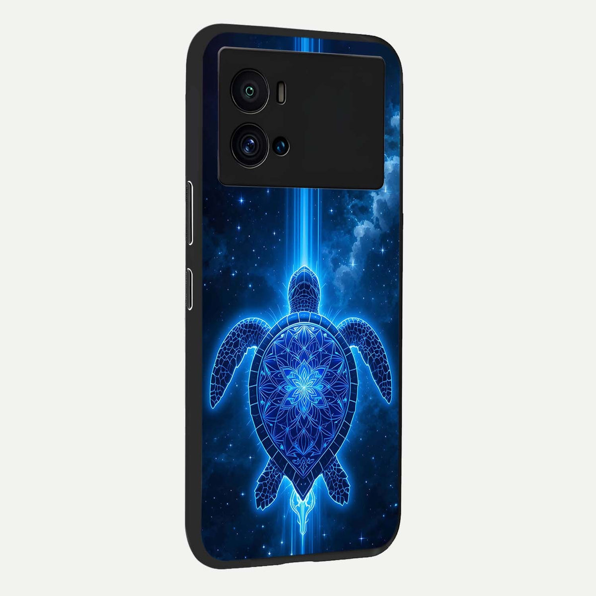 Blue Galaxy Turtle back cover For iQOO 9 Pro slim fit glass case with vibrant aesthetic design