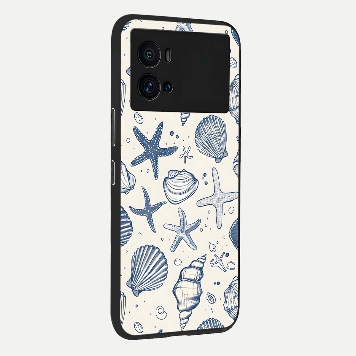 Blue Ocean Outline back cover For iQOO 9 Pro slim fit glass case with vibrant aesthetic design
