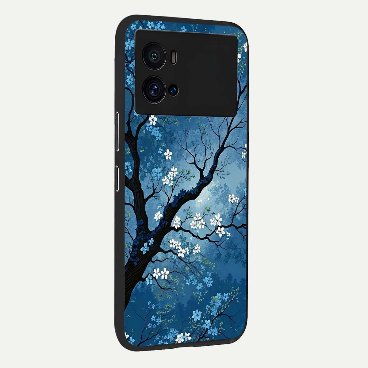Blue Tree Serenity back cover For iQOO 9 Pro slim fit glass case with vibrant aesthetic design