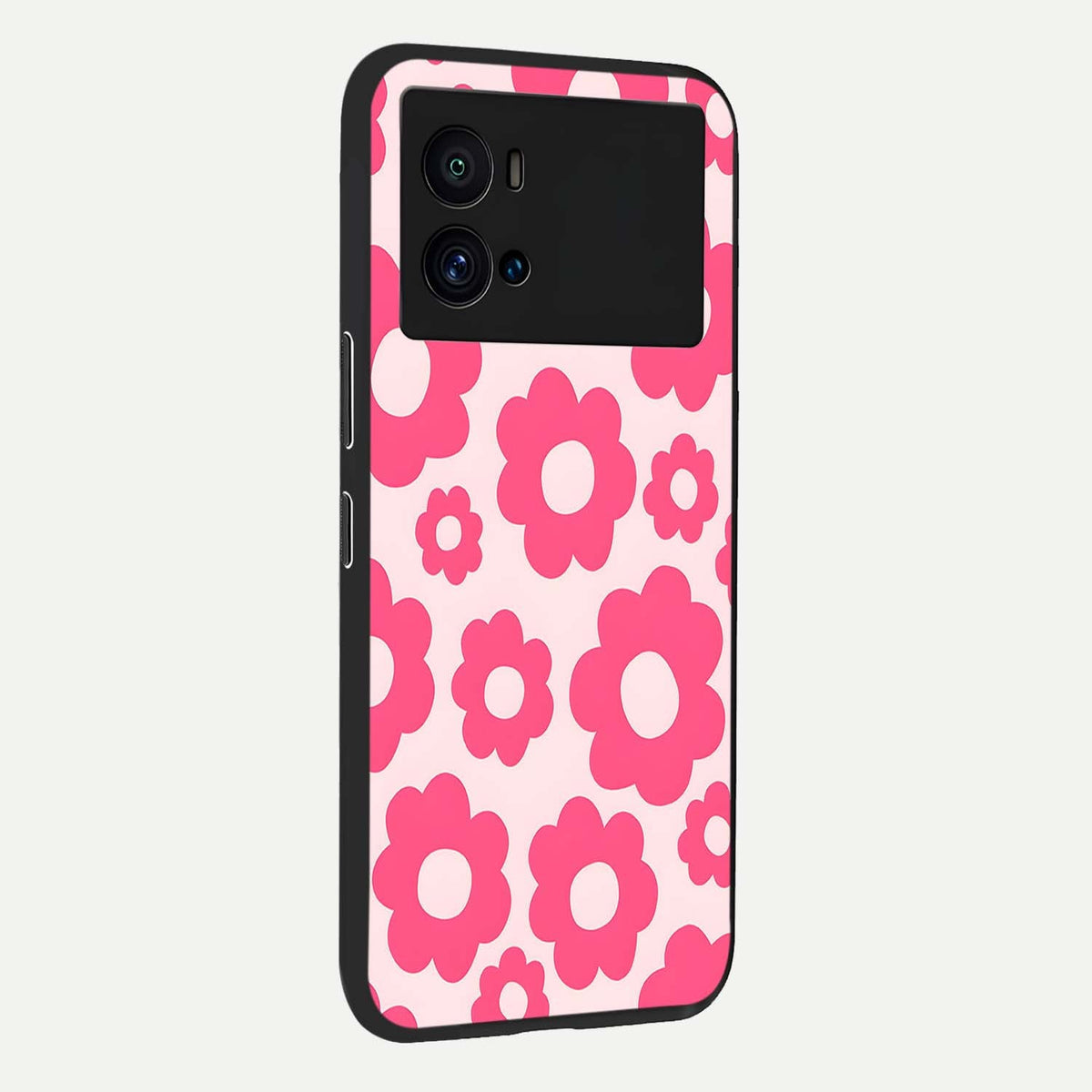 Blush Flower Pop back cover For iQOO 9 Pro slim fit glass case with vibrant aesthetic design