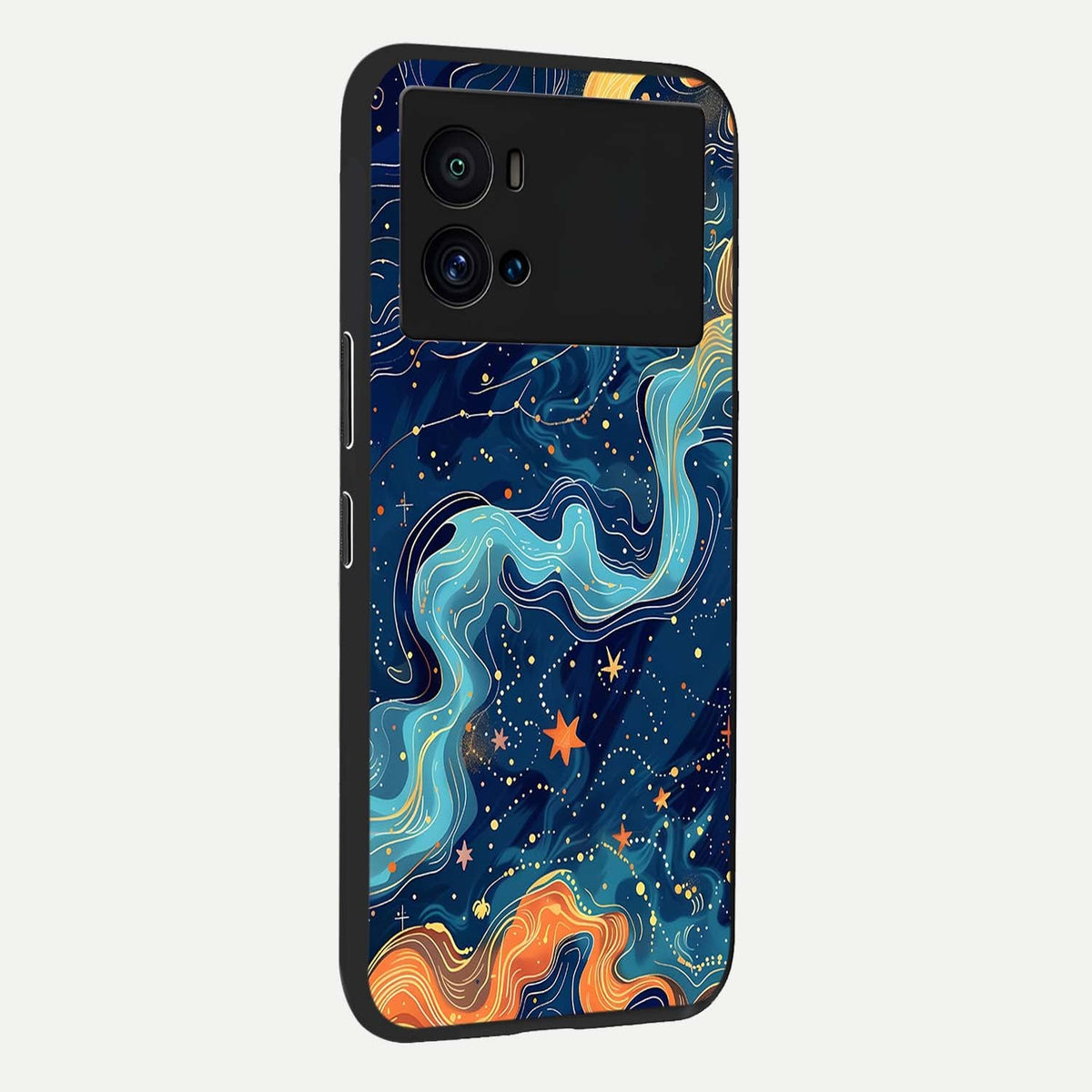 Celestial Dream Flow back cover For iQOO 9 Pro slim fit glass case with vibrant aesthetic design