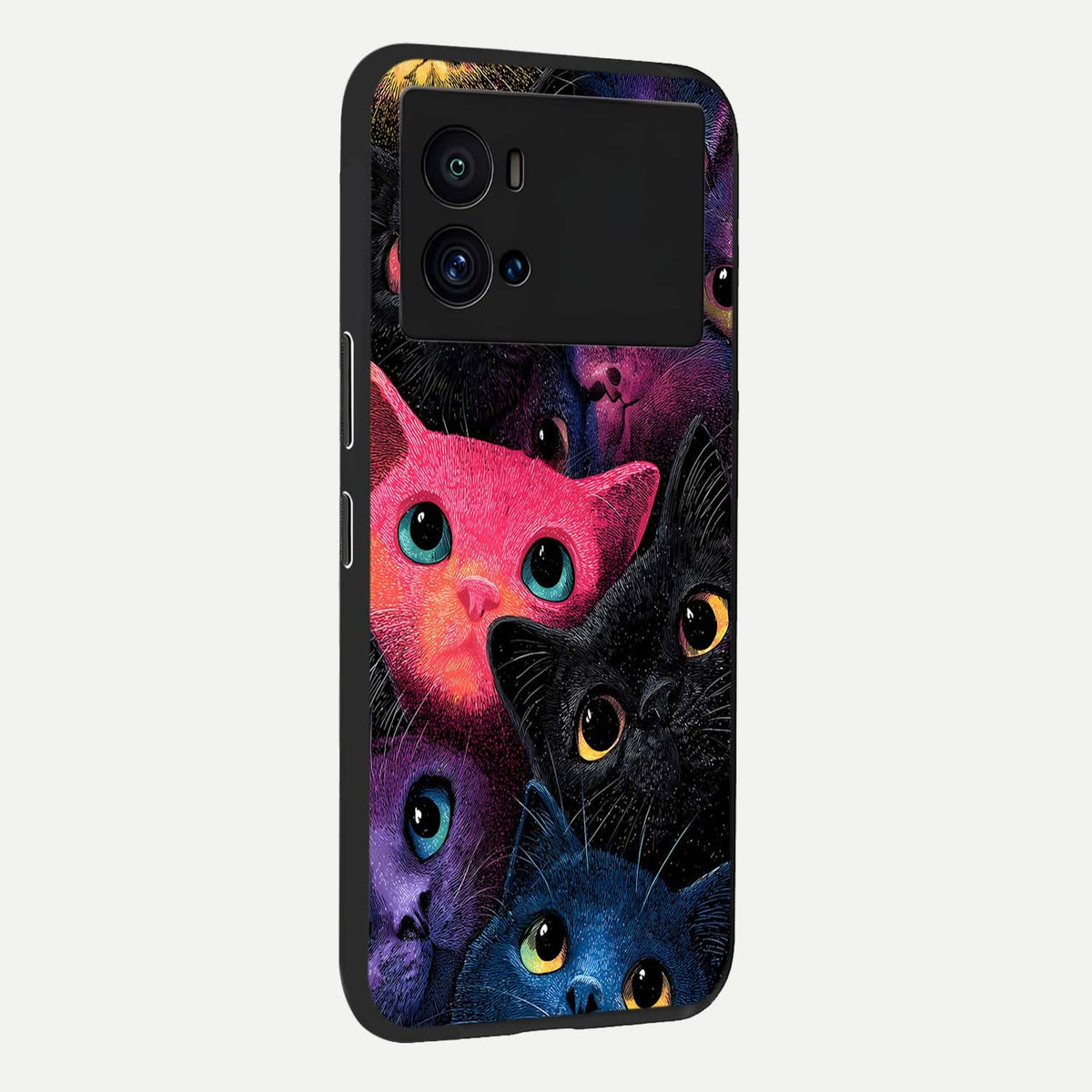 Cosmic Cats Dreams back cover For iQOO 9 Pro slim fit glass case with vibrant aesthetic design