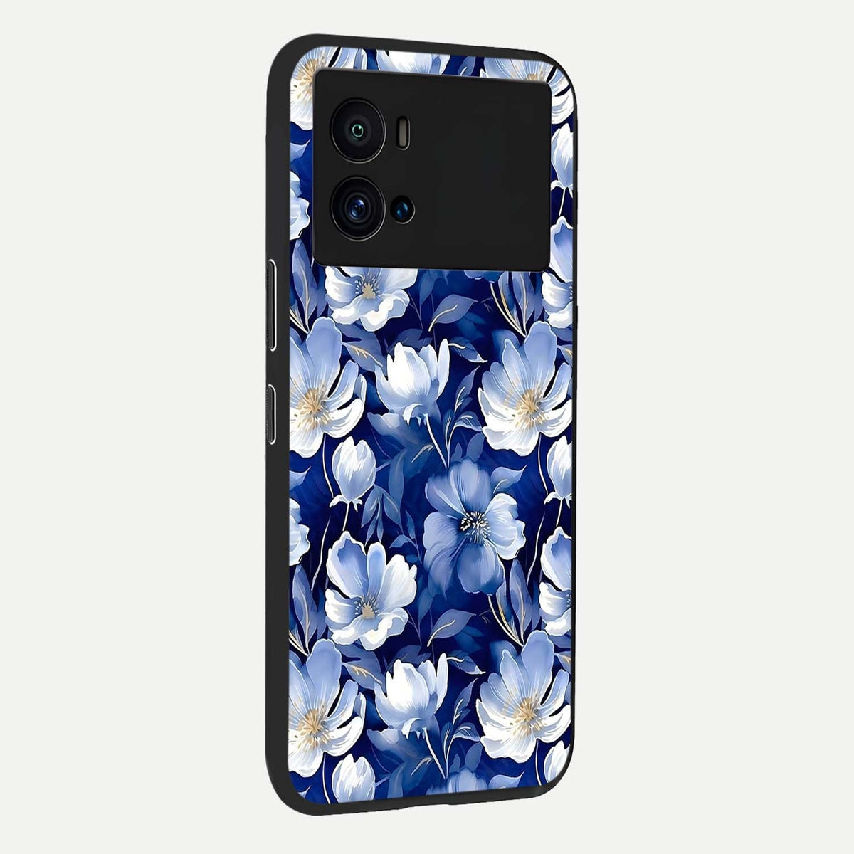 Cute Floral Patterns back cover For iQOO 9 Pro slim fit glass case with vibrant aesthetic design