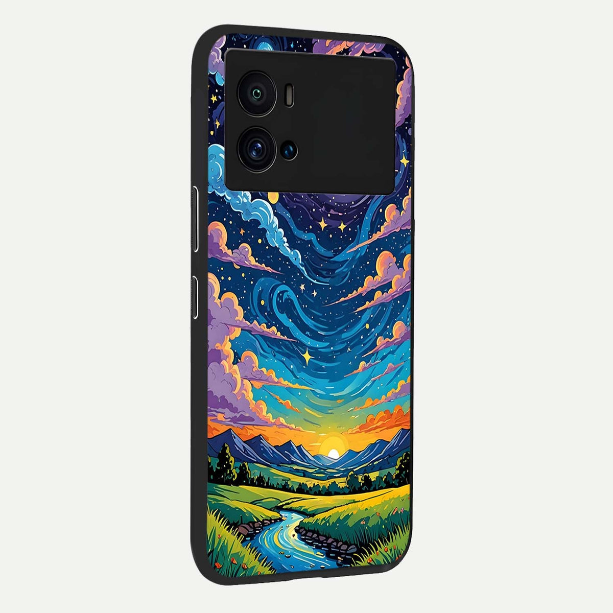 Dreamy Night Landscape back cover For iQOO 9 Pro slim fit glass case with vibrant aesthetic design