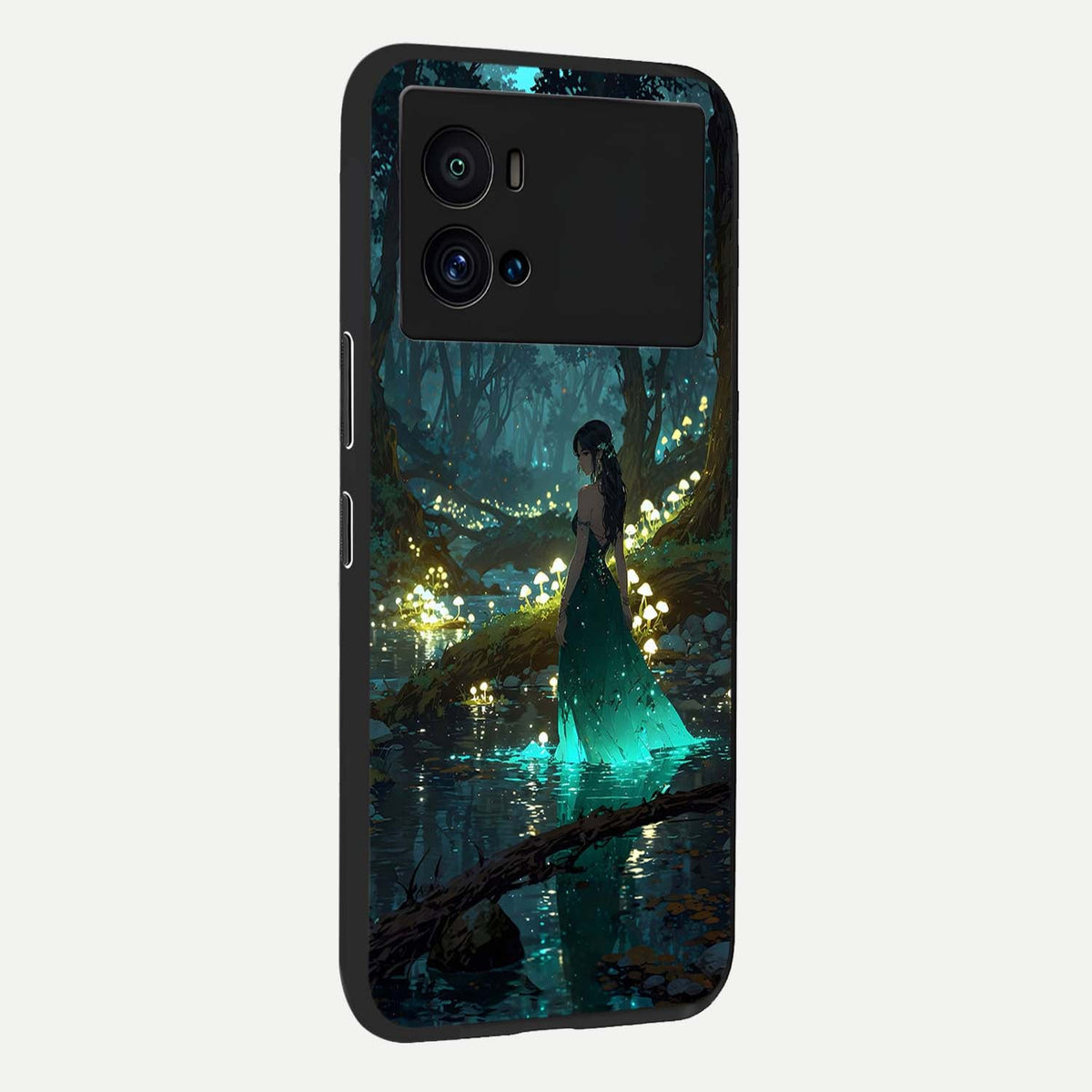 Enchanted Forest Glow back cover For iQOO 9 Pro slim fit glass case with vibrant aesthetic design