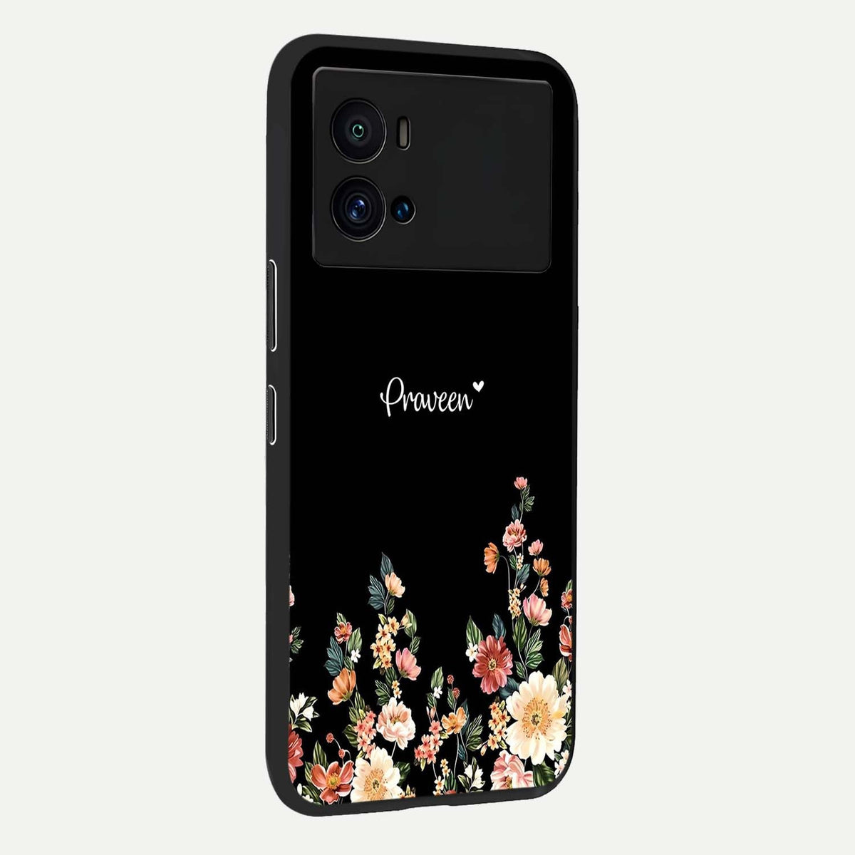 Floral Design Personalized Custom Name back cover For iQOO 9 Pro slim fit glass case with vibrant aesthetic design