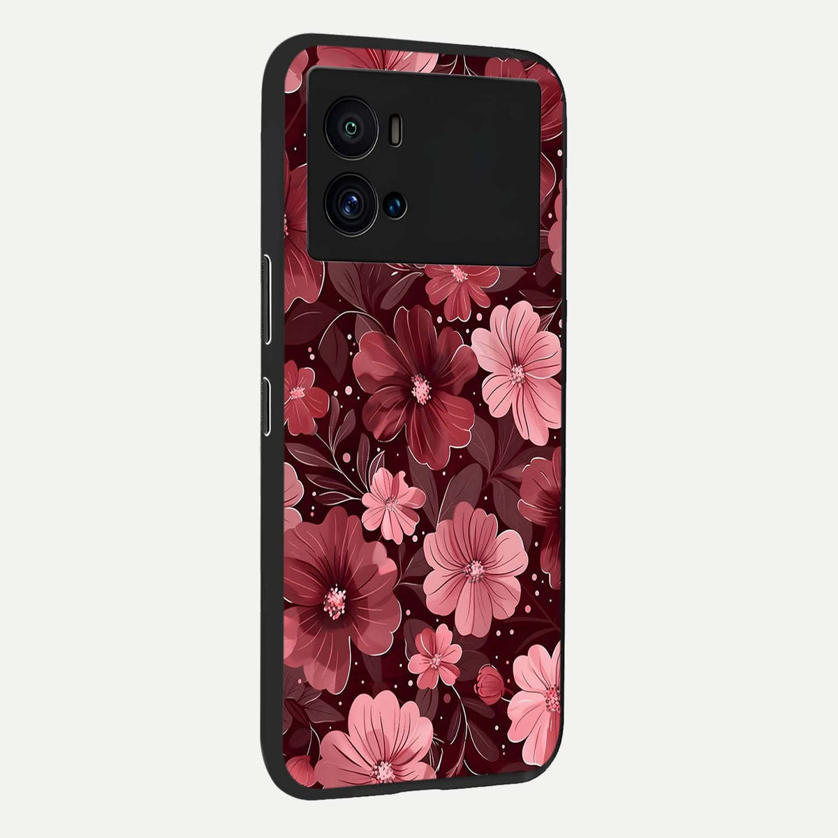 Flower Blush Bloom back cover For iQOO 9 Pro slim fit glass case with vibrant aesthetic design