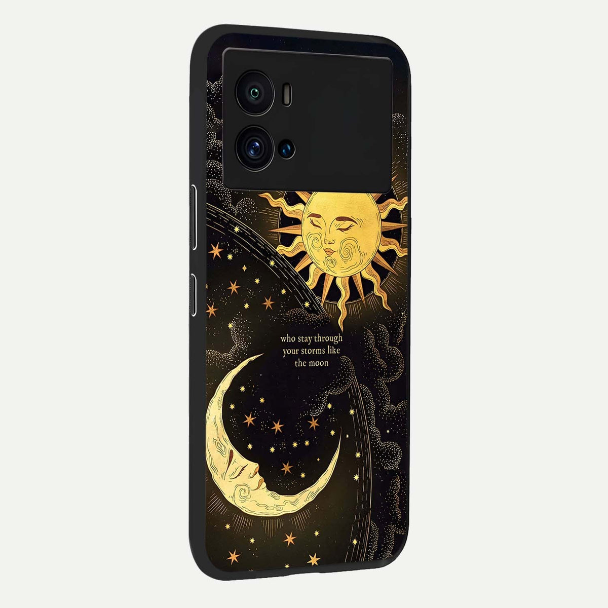 Golden Lunar Love back cover For iQOO 9 Pro slim fit glass case with vibrant aesthetic design