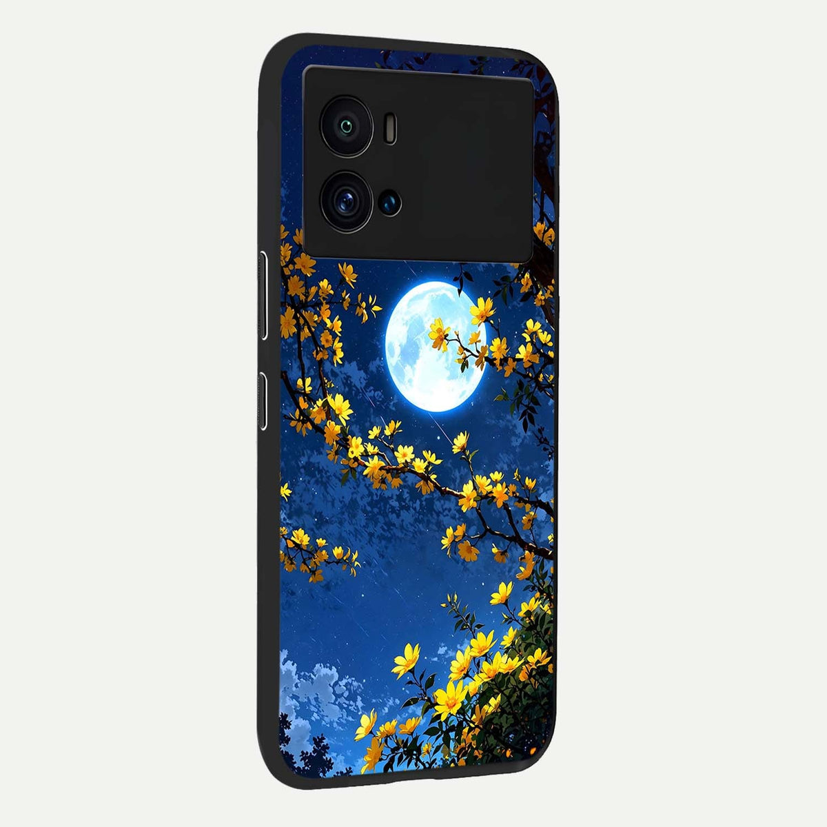 Golden Night Glow back cover For iQOO 9 Pro slim fit glass case with vibrant aesthetic design