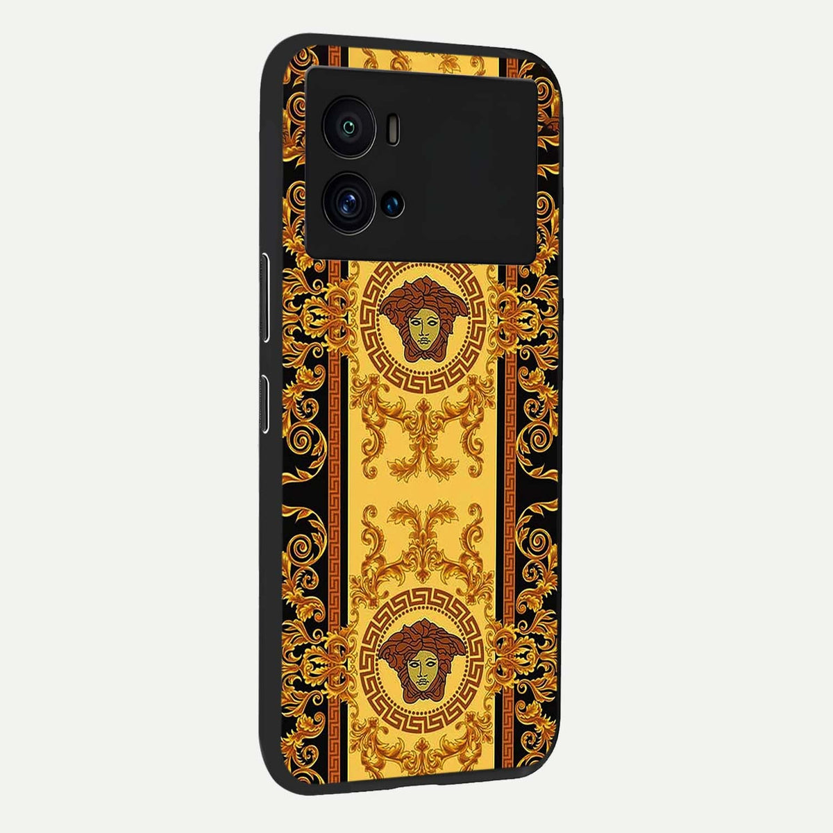 Golden Royal Heritage back cover For iQOO 9 Pro slim fit glass case with vibrant aesthetic design