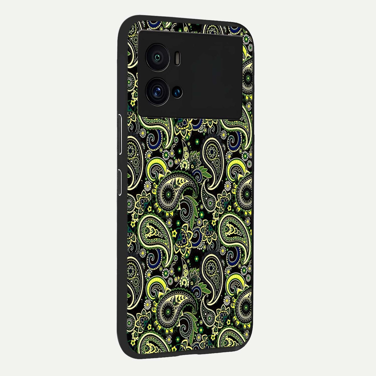 Green Lemon back cover For iQOO 9 Pro slim fit glass case with vibrant aesthetic design