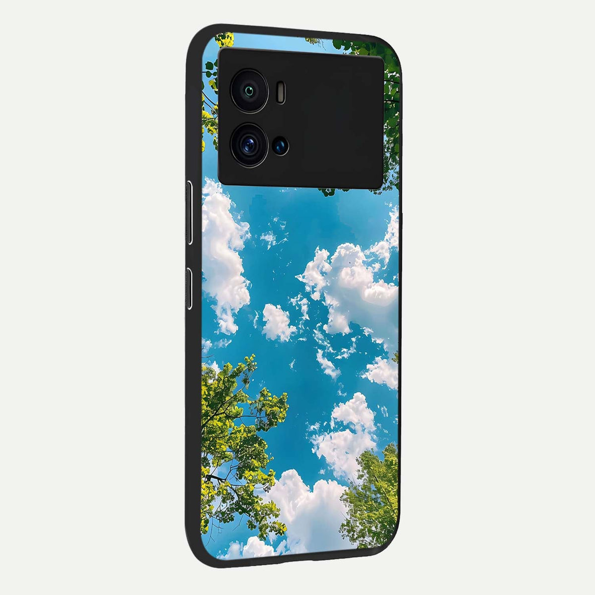 Green Moon Energy back cover For iQOO 9 Pro slim fit glass case with vibrant aesthetic design
