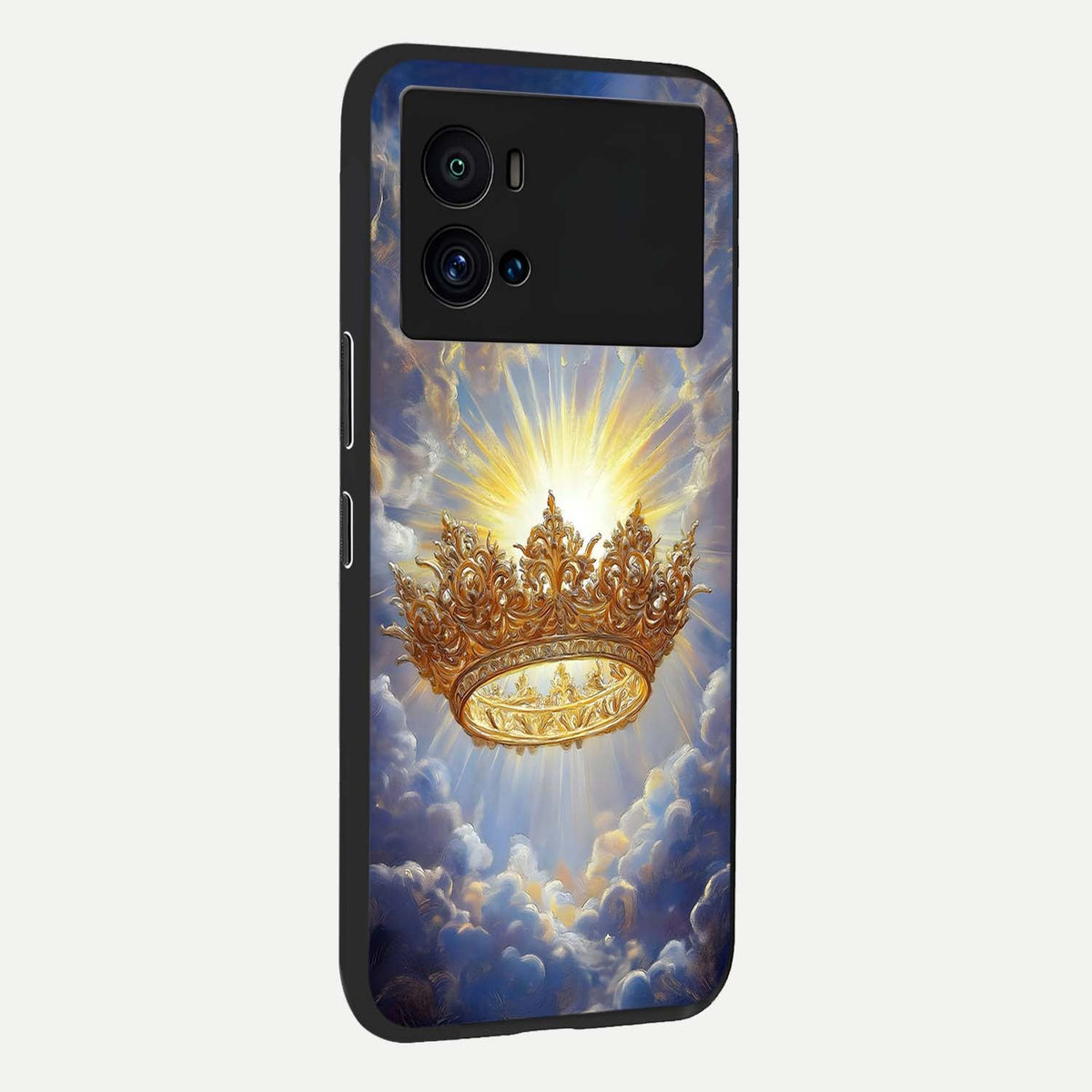 Heavenly Crown Light back cover For iQOO 9 Pro slim fit glass case with vibrant aesthetic design