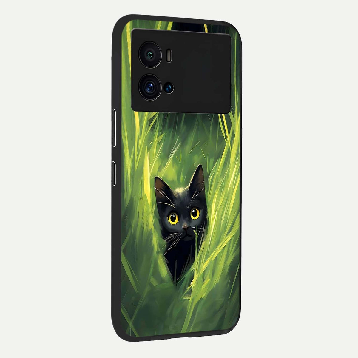 Hidden Cat Whisper back cover For iQOO 9 Pro slim fit glass case with vibrant aesthetic design