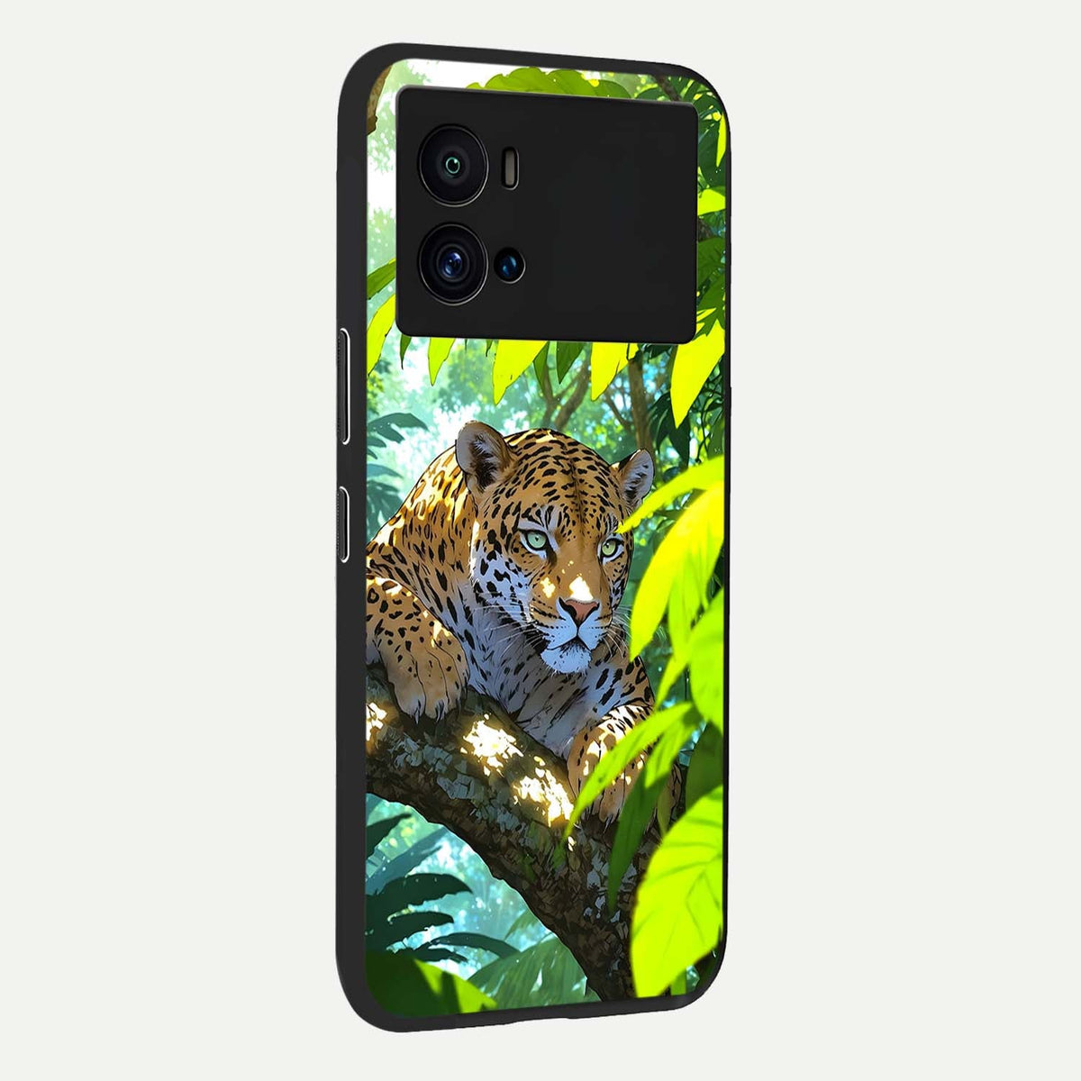 Leopard in Jungle back cover For iQOO 9 Pro slim fit glass case with vibrant aesthetic design