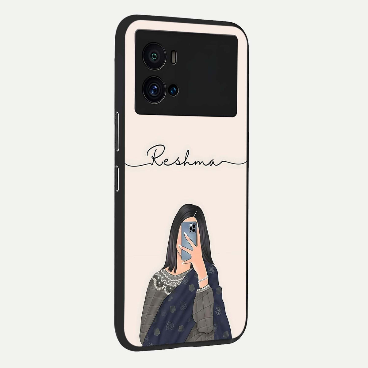 Mirror Mood Muse With Custom Name back cover For iQOO 9 Pro slim fit glass case with vibrant aesthetic design