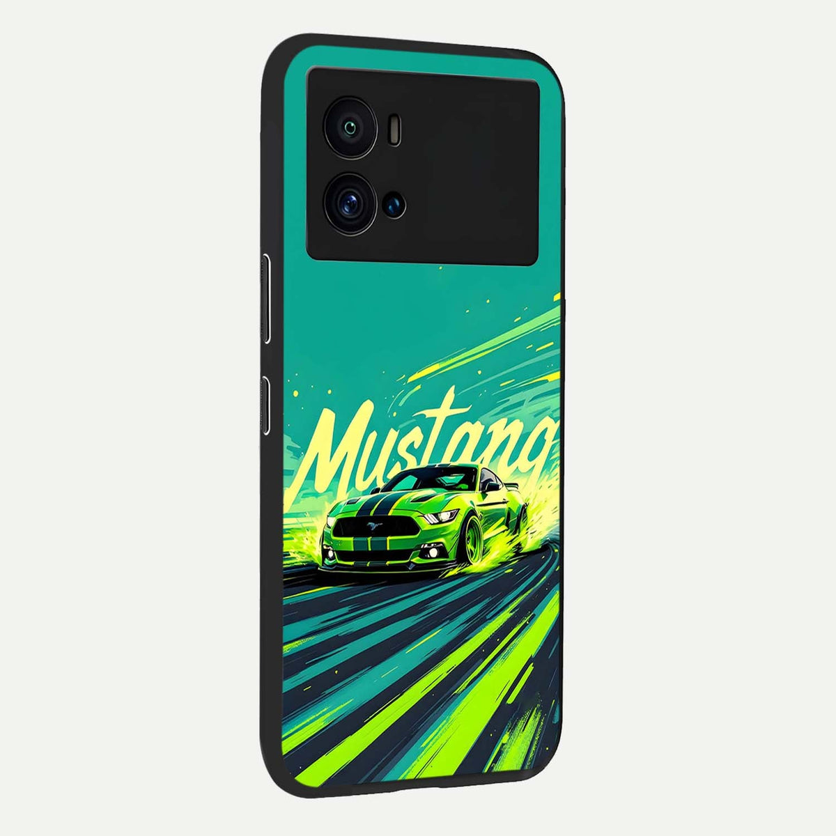 Mustang Bang back cover For iQOO 9 Pro slim fit glass case with vibrant aesthetic design