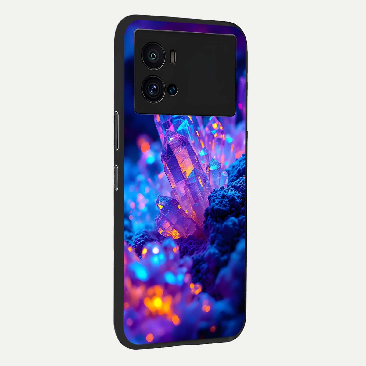 Neon Aura Shards back cover For iQOO 9 Pro slim fit glass case with vibrant aesthetic design