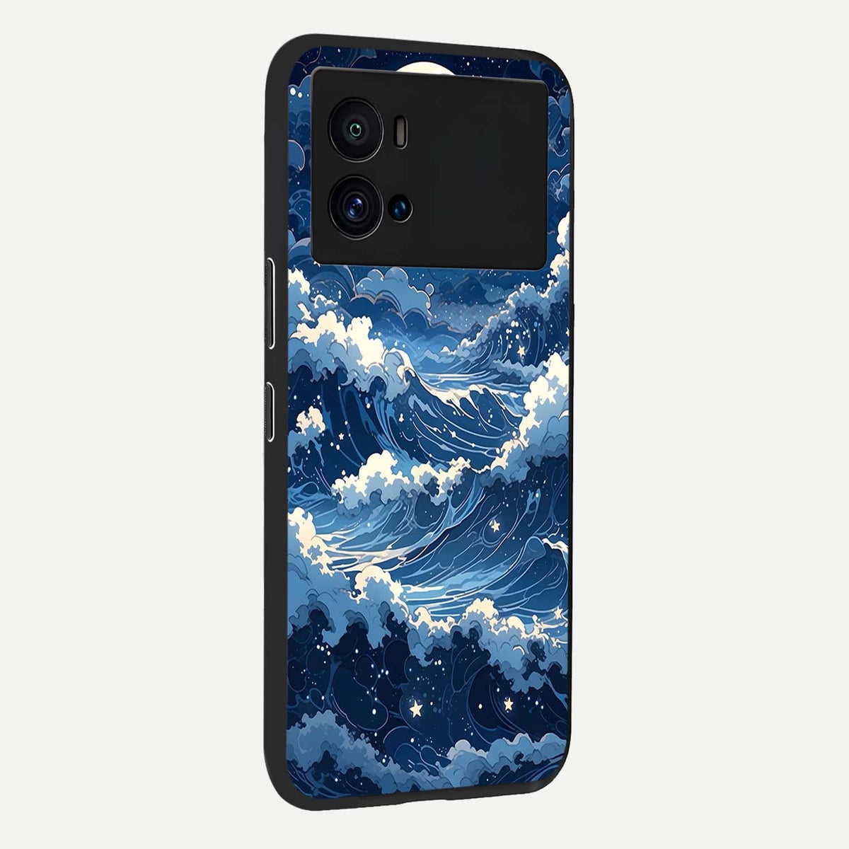 Ocean Moon Waves back cover For iQOO 9 Pro slim fit glass case with vibrant aesthetic design