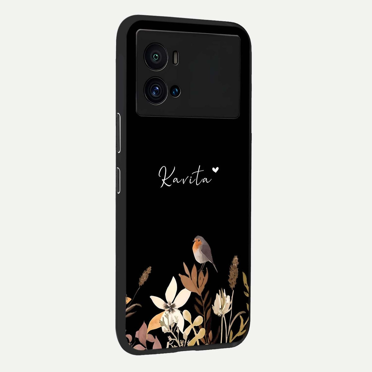 Quiet Garden Tune Custom Name back cover For iQOO 9 Pro slim fit glass case with vibrant aesthetic design