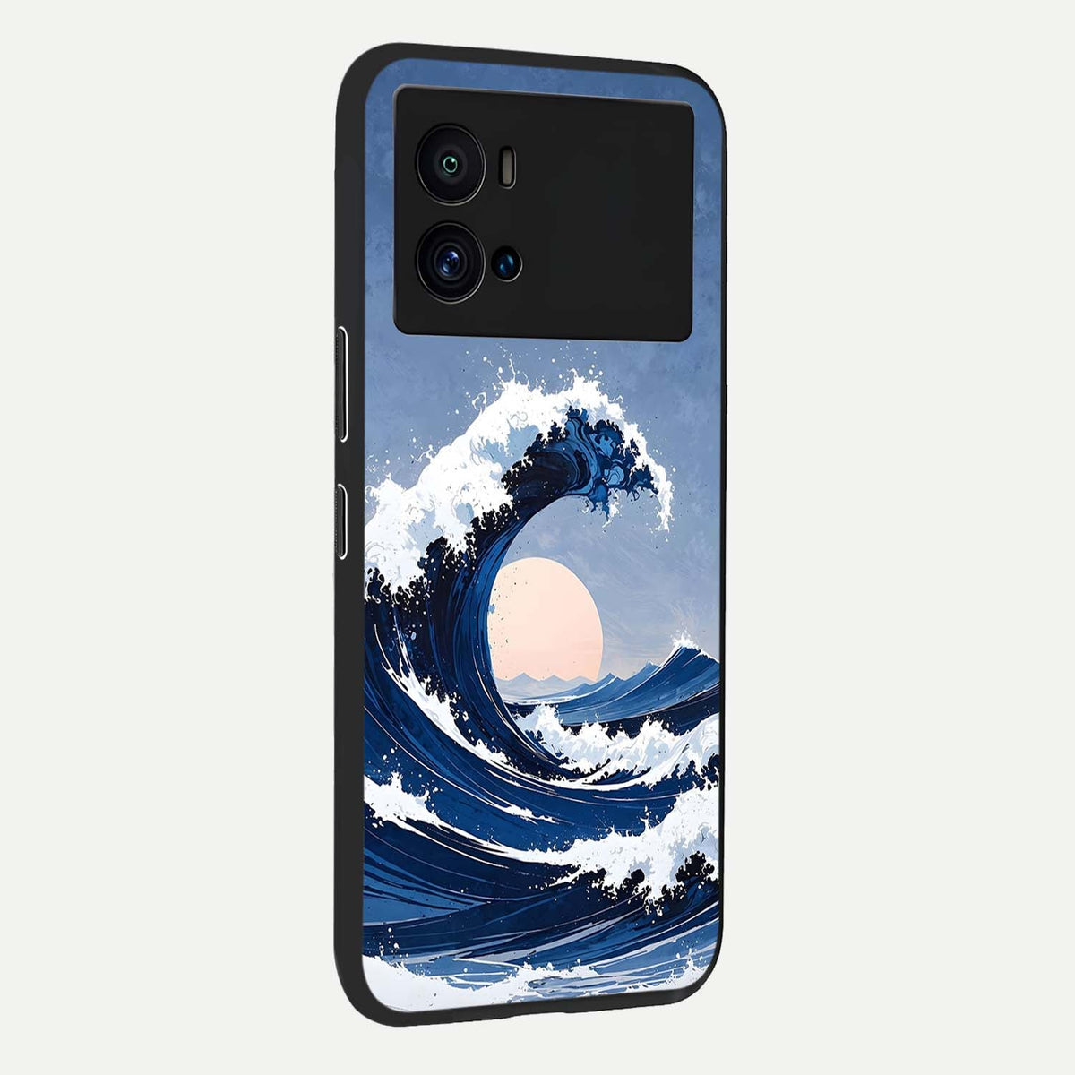 Rising Tide Power back cover For iQOO 9 Pro slim fit glass case with vibrant aesthetic design